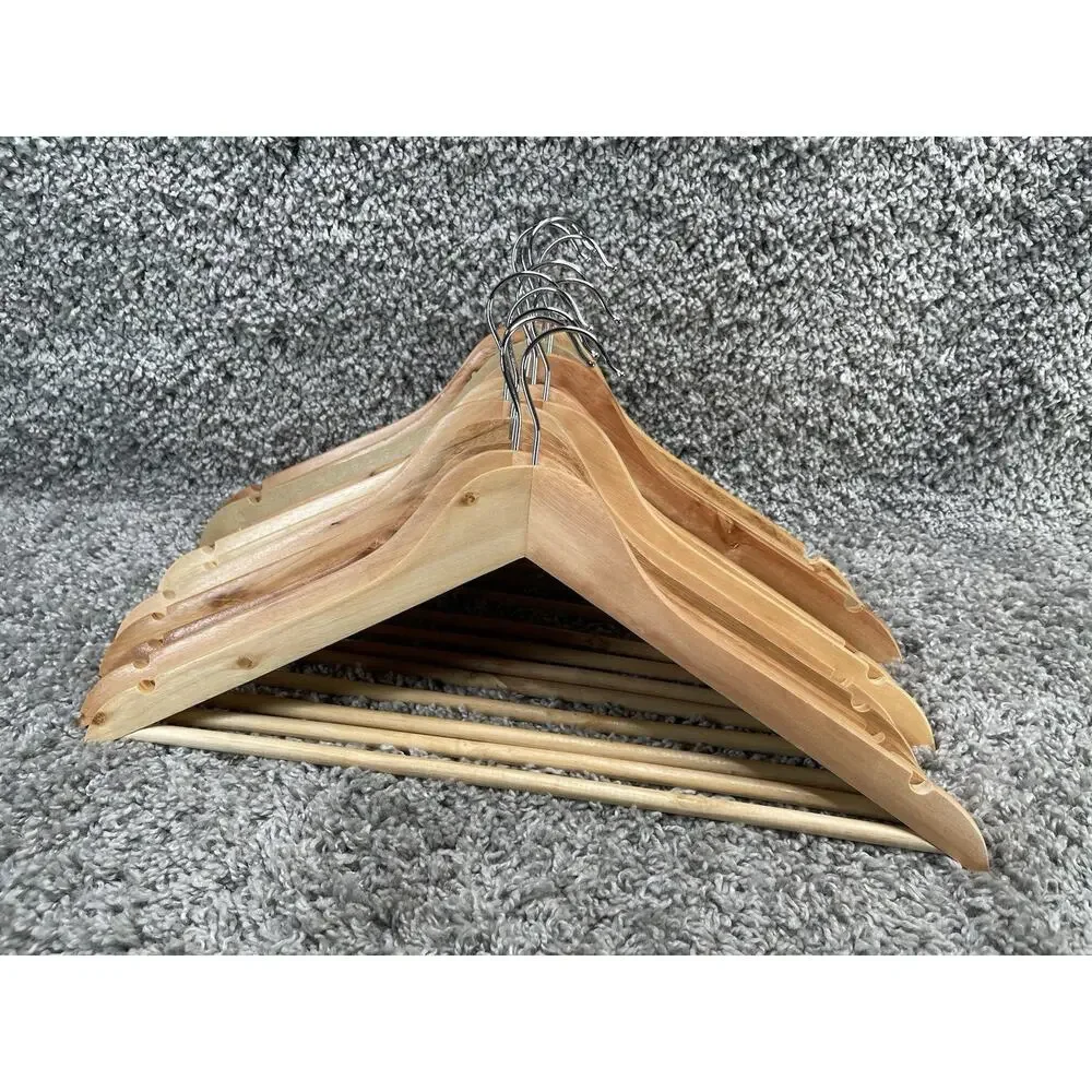 Wooden Clothes Hangers 12 Piece Swivel Hook Non Slip Notches Home Closet